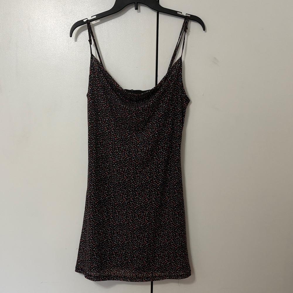 Forever 21 Floral Mesh Cowl Neck Mini Dress